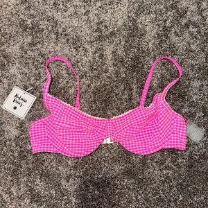 Kulani Kinis Hot Pink Gingham Underwire Bra